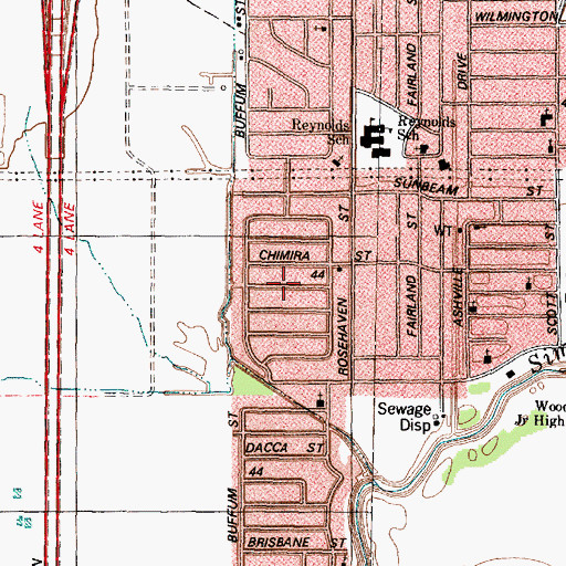 Topographic Map of Reedwoods, TX