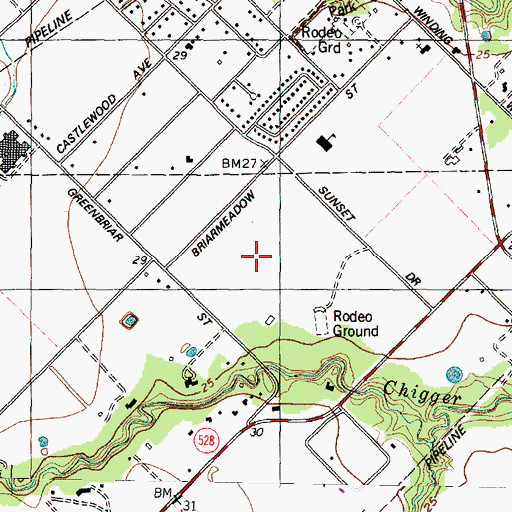Topographic Map of Reese Estates, TX