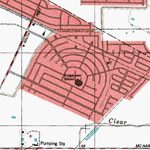 Topographic Map of Ridgemont, TX