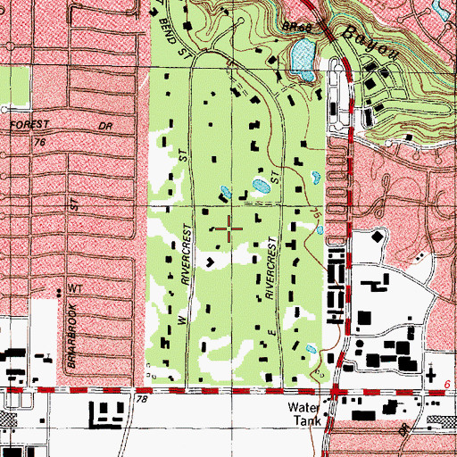 Topographic Map of Rivercrest, TX