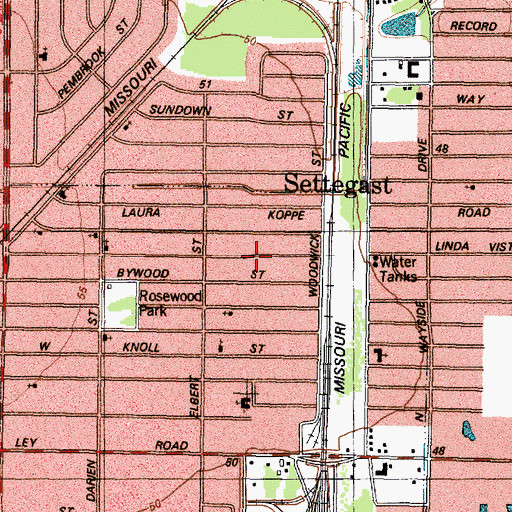Topographic Map of Rosedale Gardens, TX