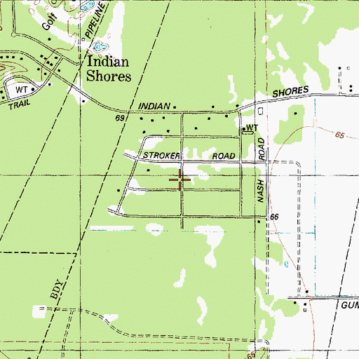 Topographic Map of Rustic Acres, TX
