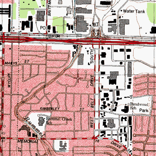 Topographic Map of Rustling Oaks, TX