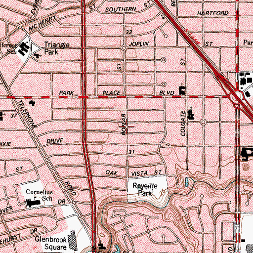 Topographic Map of Saint Rosa, TX
