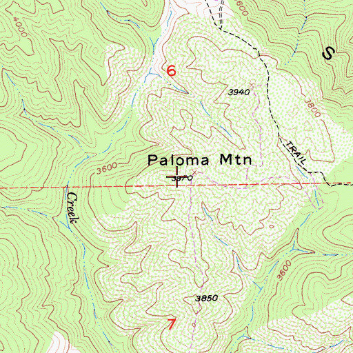 Topographic Map of Paloma Mountain, CA