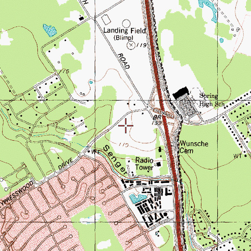 Topographic Map of Cypresswood Court, TX
