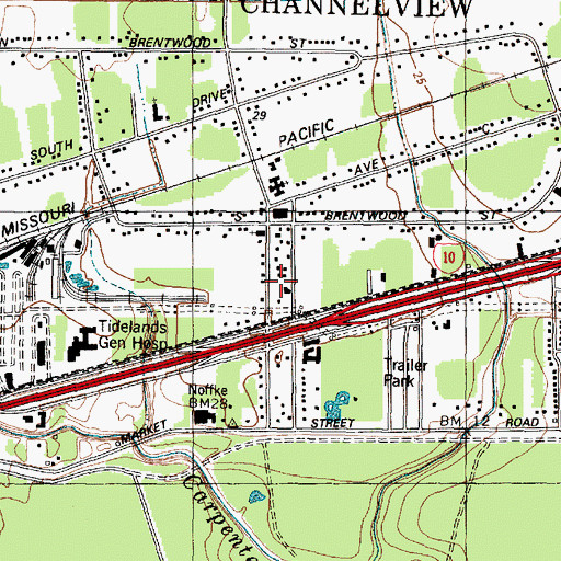 Topographic Map of Delldale, TX