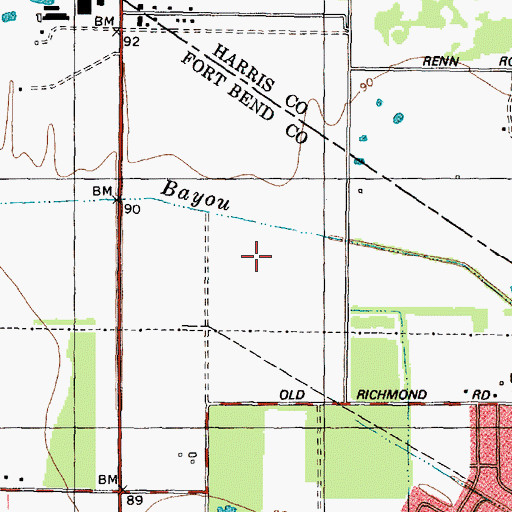 Topographic Map of Dover, TX