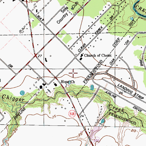 Topographic Map of Eagles Point, TX