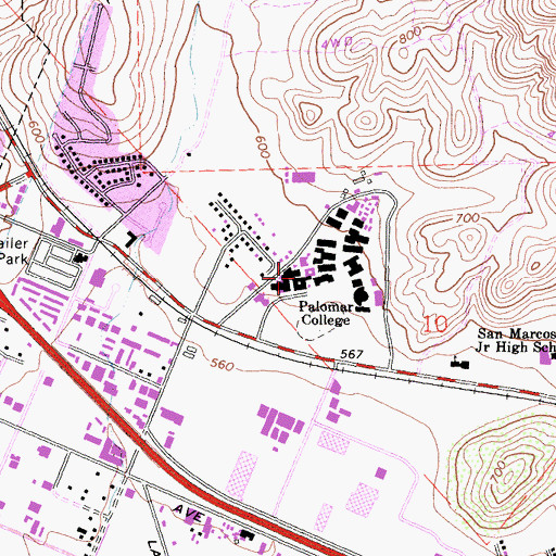 Topographic Map of Palomar College, CA