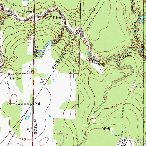 Topographic Map of Five Oaks, TX