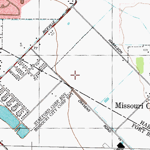 Topographic Map of Fondren Grove, TX