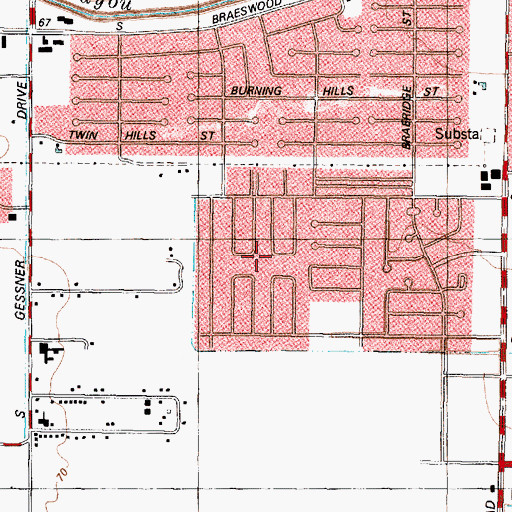 Topographic Map of Fondren Southwest, TX