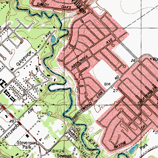 Topographic Map of Forestwood, TX