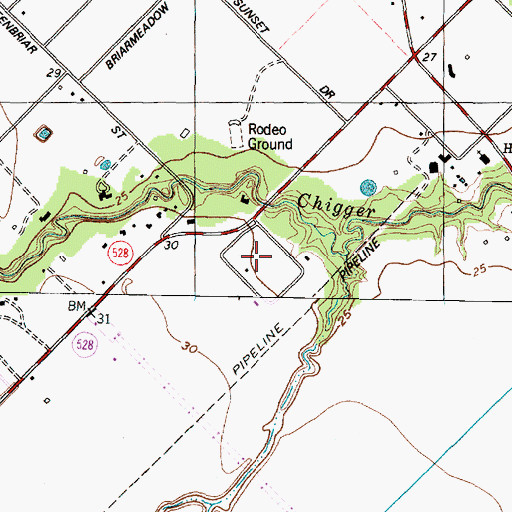 Topographic Map of Fox Meadows, TX