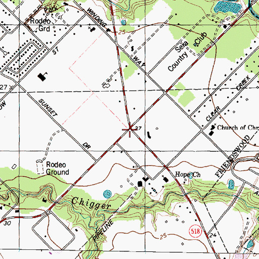 Topographic Map of Friendswood Crossing, TX