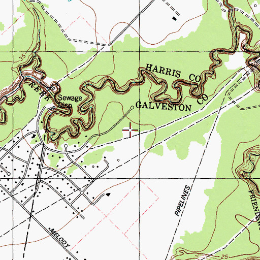 Topographic Map of Friendswood Estates, TX