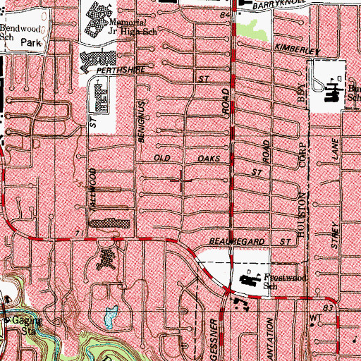 Topographic Map of Frostwood, TX