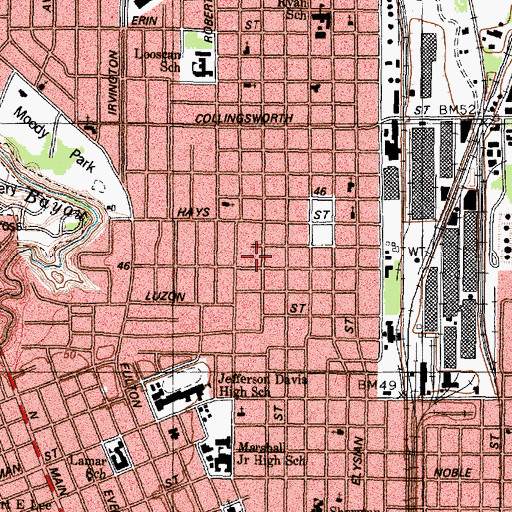 Topographic Map of Glen Park, TX