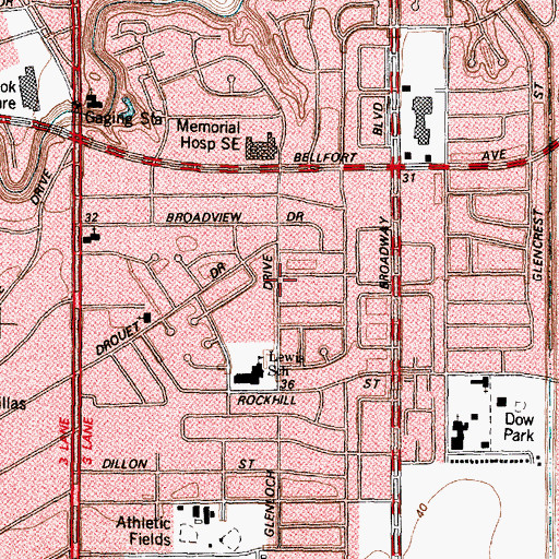 Topographic Map of Glenbrook Valley, TX