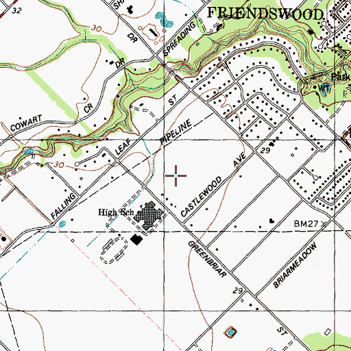 Topographic Map of Greenbriar, TX