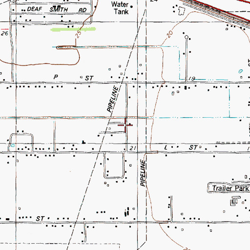 Topographic Map of Greendale, TX