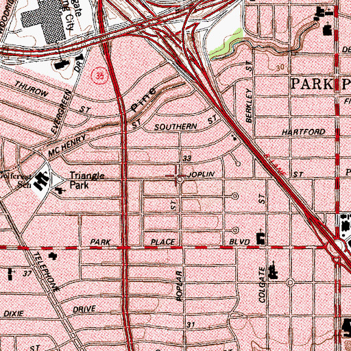 Topographic Map of Greenway Place, TX