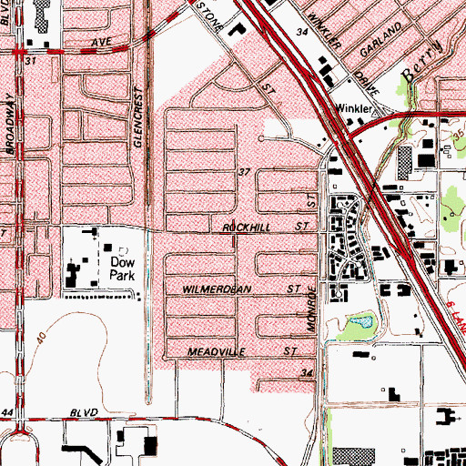 Topographic Map of Gulf Freeway Oaks, TX