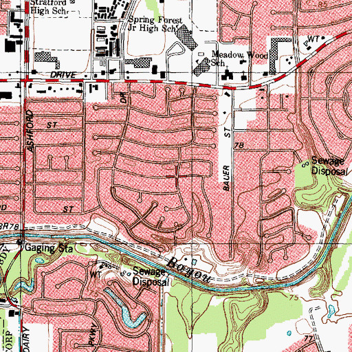 Topographic Map of Heatherwood, TX