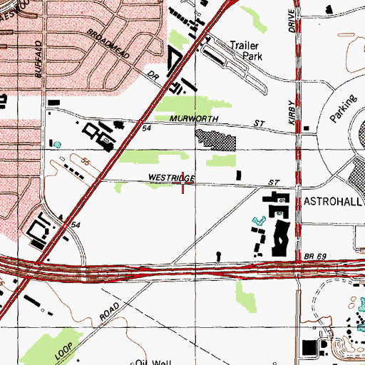 Topographic Map of Heatherwood, TX