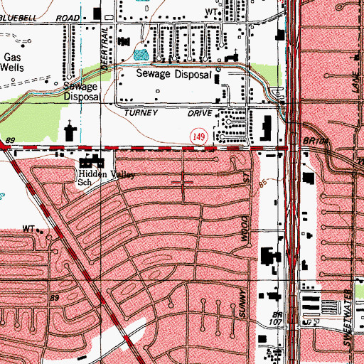 Topographic Map of Hidden Valley, TX