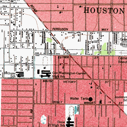 Topographic Map of Highland Acres Homes, TX