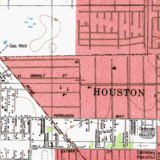 Topographic Map of Highland Gardens, TX