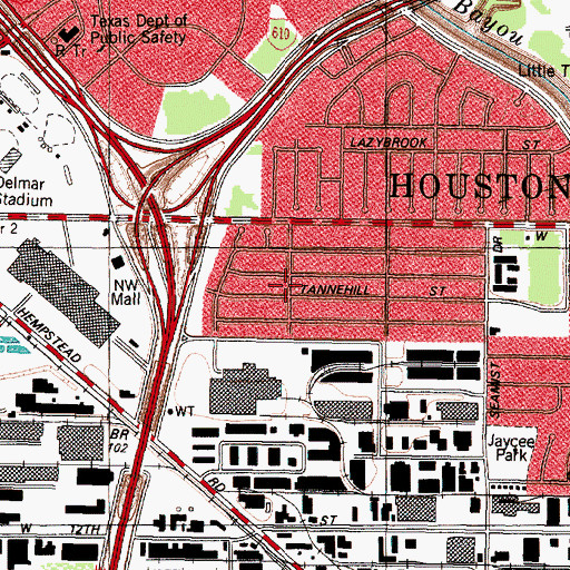 Topographic Map of Holly Park, TX