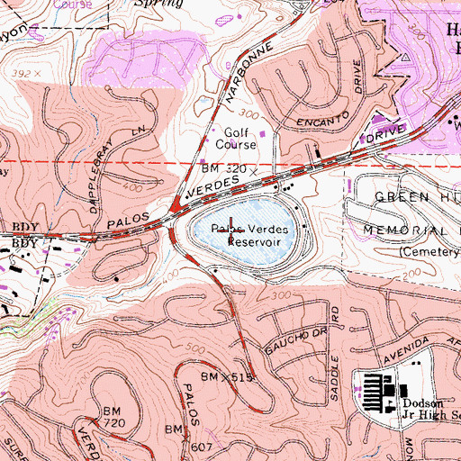 Topographic Map of Palos Verdes Reservoir, CA