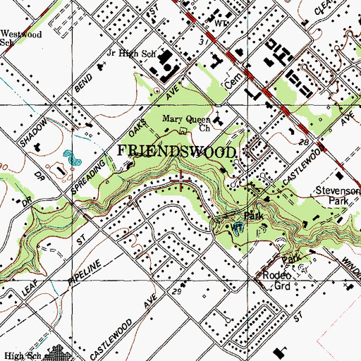 Topographic Map of Imperial Gardens, TX