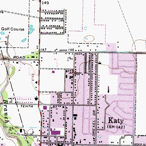 Topographic Map of Katyland, TX