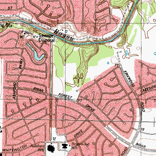 Topographic Map of Lakeside Forest, TX