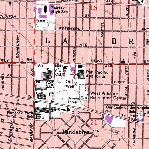 Topographic Map of Pan Pacific Auditorium (historical), CA