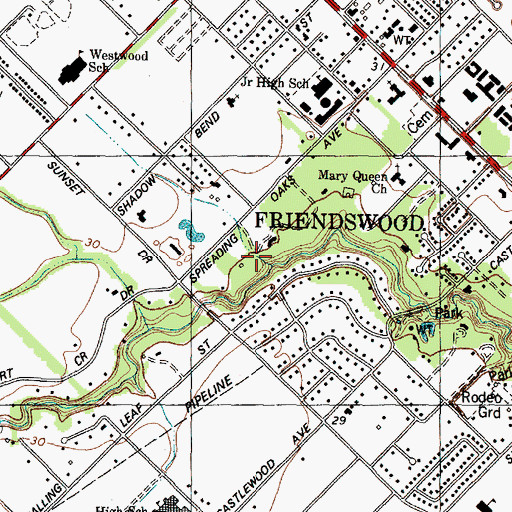 Topographic Map of Liberty Estates, TX