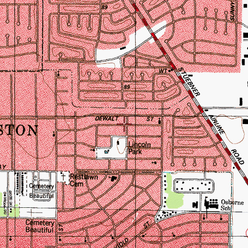 Topographic Map of Lincoln City, TX