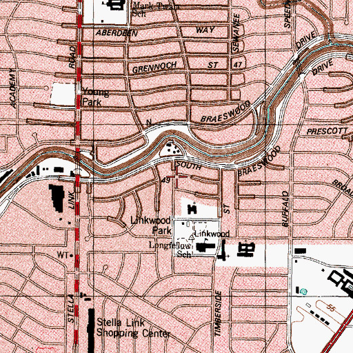 Topographic Map of Linkwood, TX