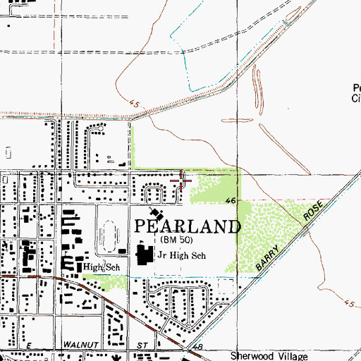 Topographic Map of Linwood, TX