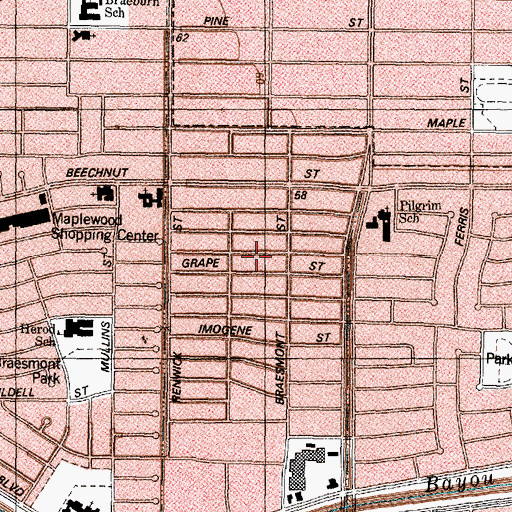 Topographic Map of Maplewood, TX