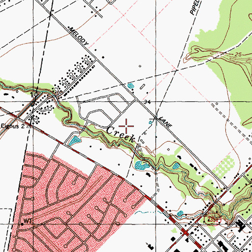 Topographic Map of Marys Creek Estates, TX