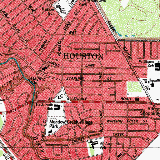 Topographic Map of Meadow Creek Village, TX