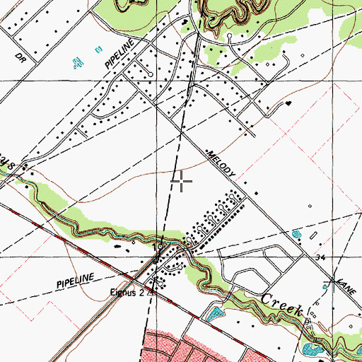 Topographic Map of Melody Wood, TX