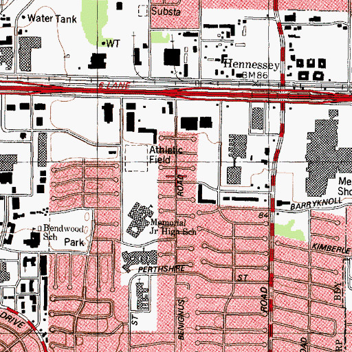 Topographic Map of Memorial Hollow, TX