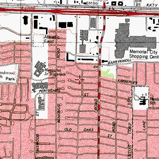 Topographic Map of Memorial Pines, TX