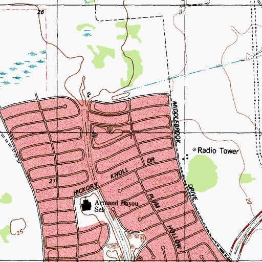 Topographic Map of Middlebrook, TX
